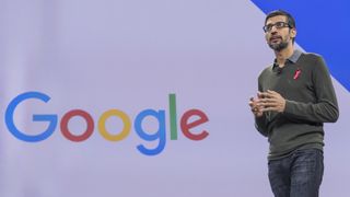 Sundar Pichai, chief executive officer of Google Inc., speaks during a company event